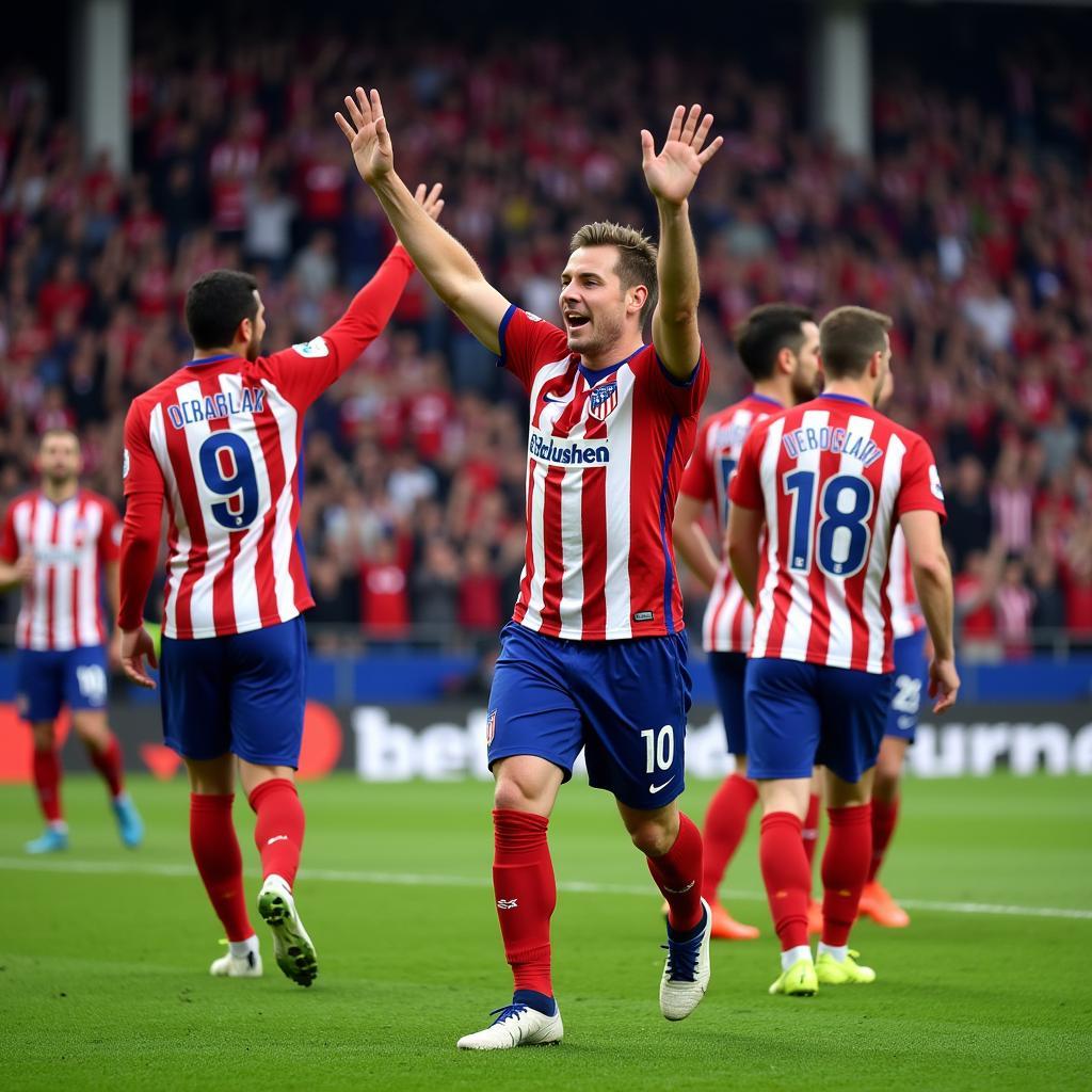 Jan Oblak ăn mừng chiến thắng