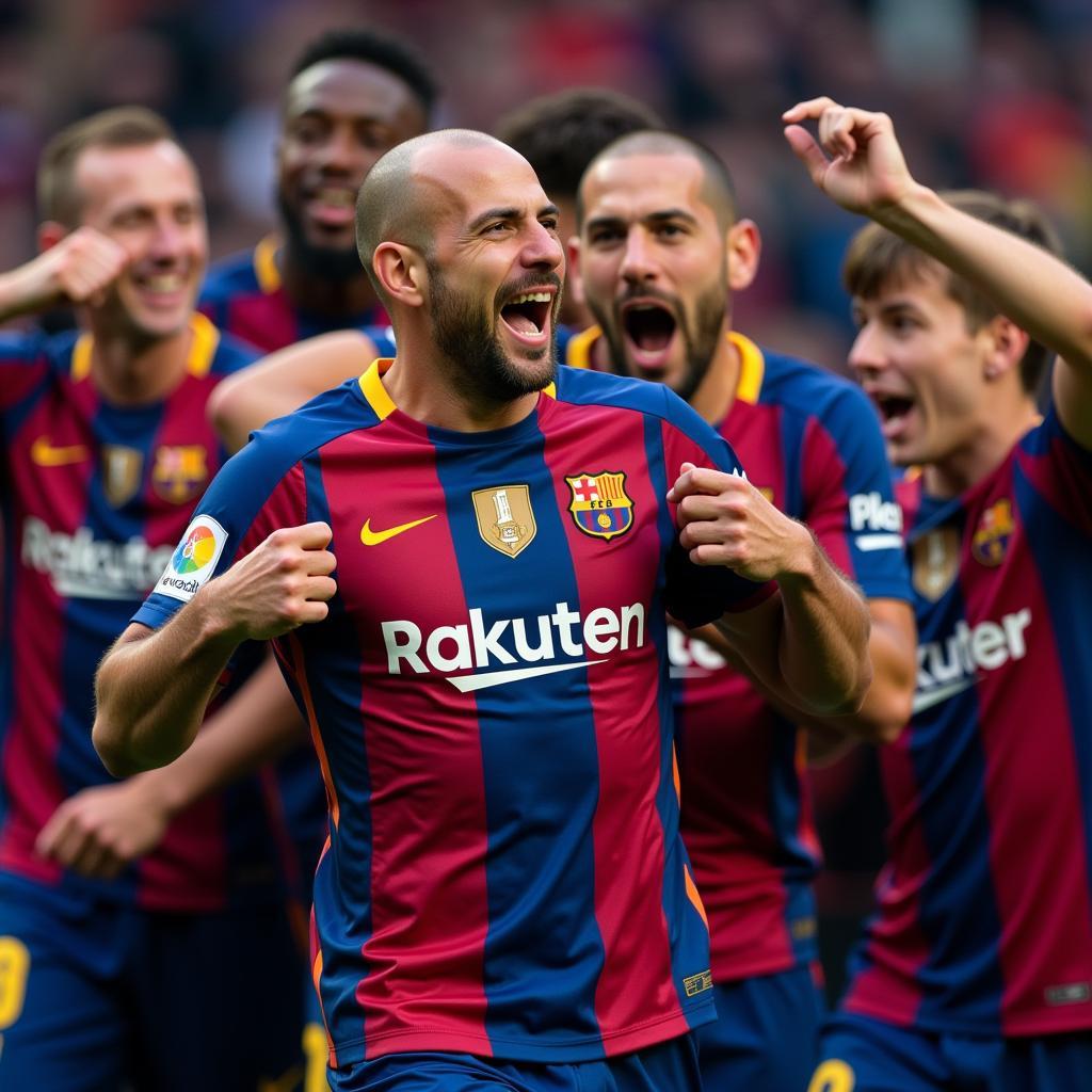 Javier Mascherano ăn mừng chiến thắng cùng Barcelona