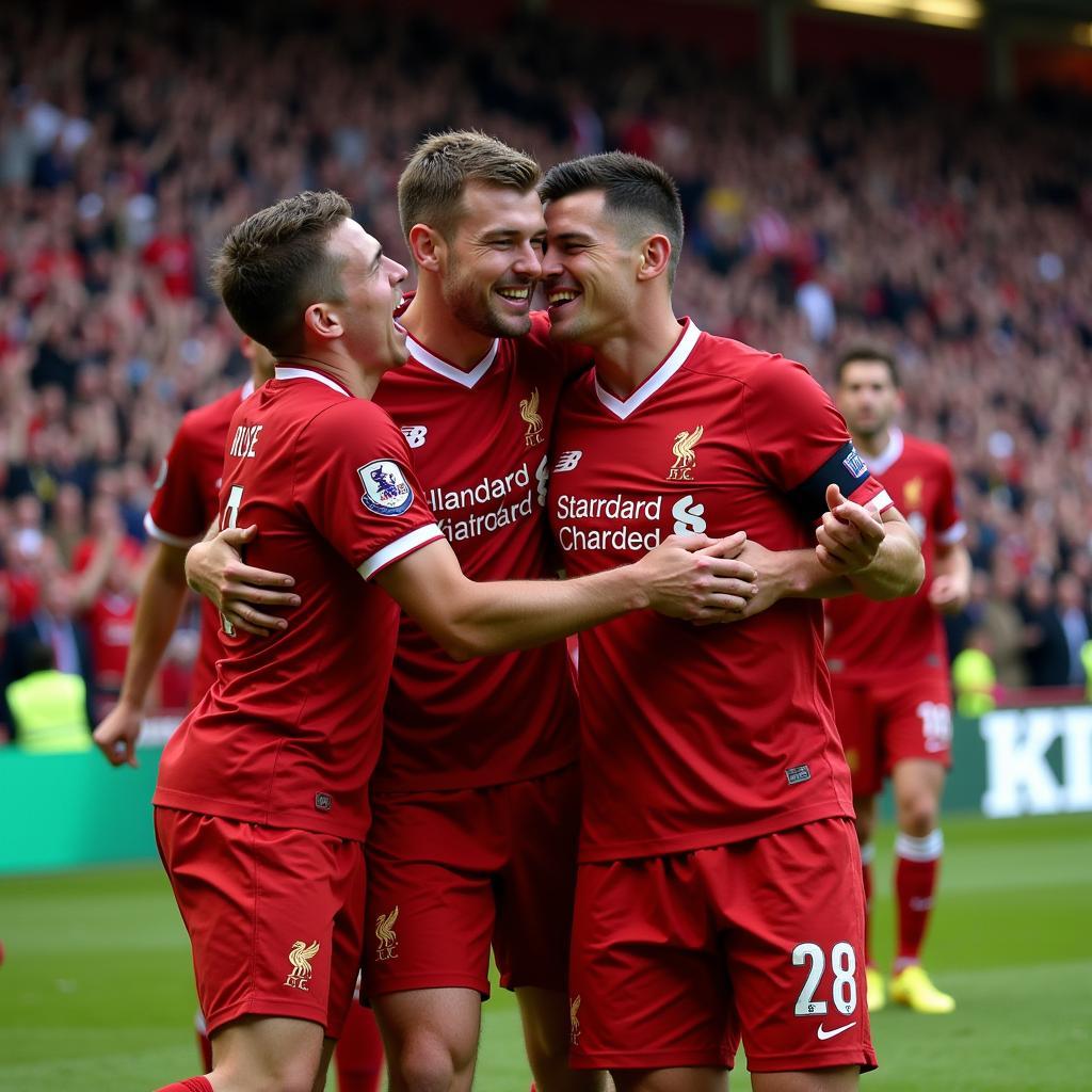 John Arne Riise ăn mừng bàn thắng