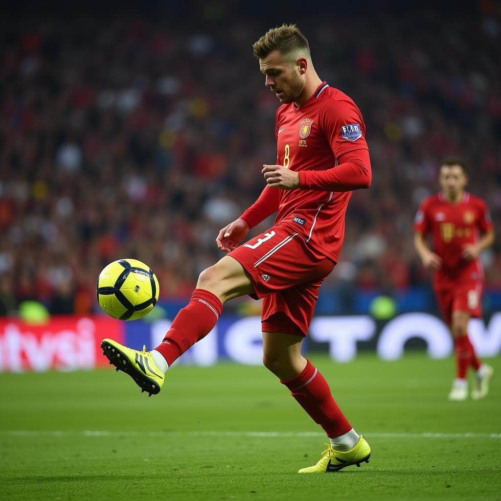 John Arne Riise thực hiện cú đá phạt