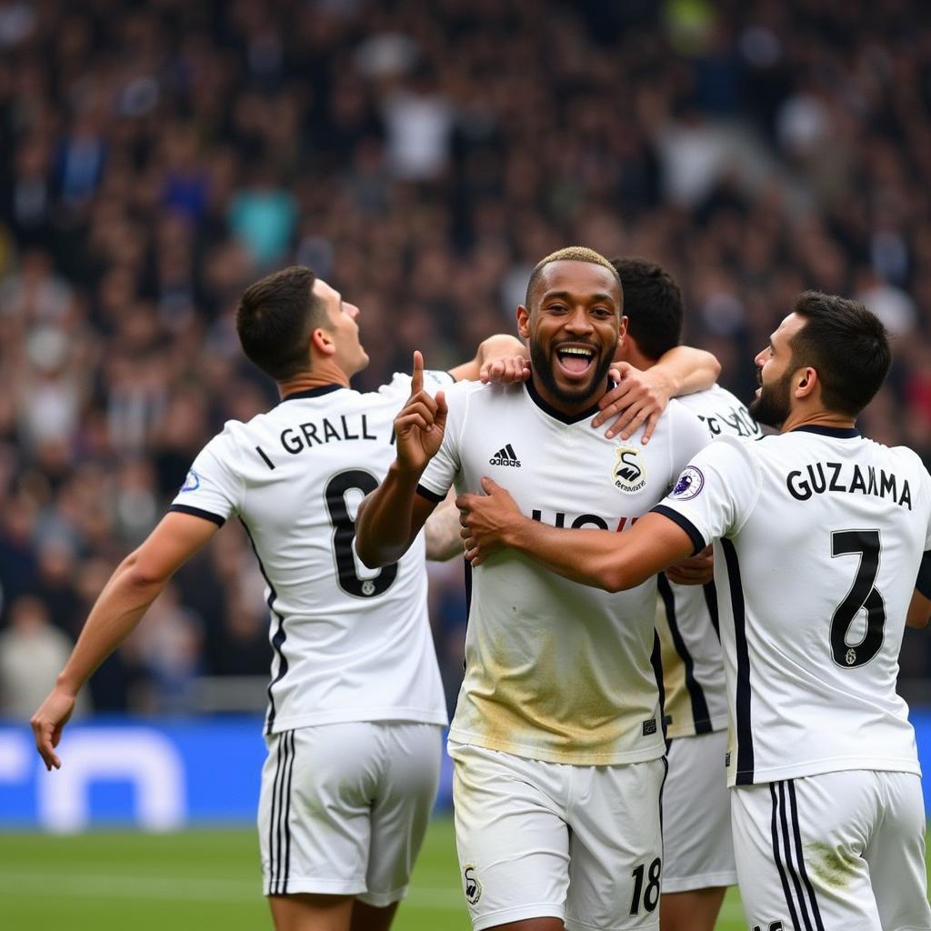 Jonathan de Guzman ăn mừng bàn thắng trong màu áo Swansea City