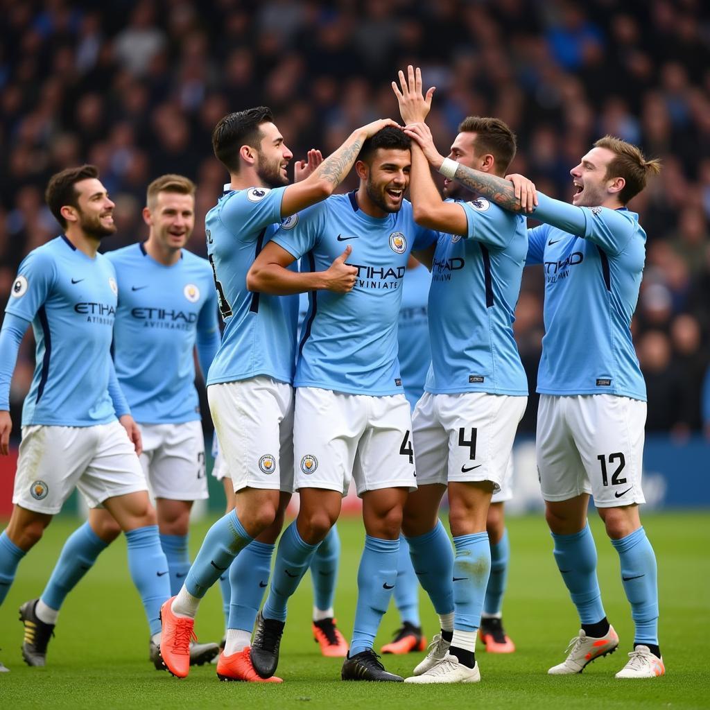 Julien Laporte ăn mừng danh hiệu cùng Manchester City