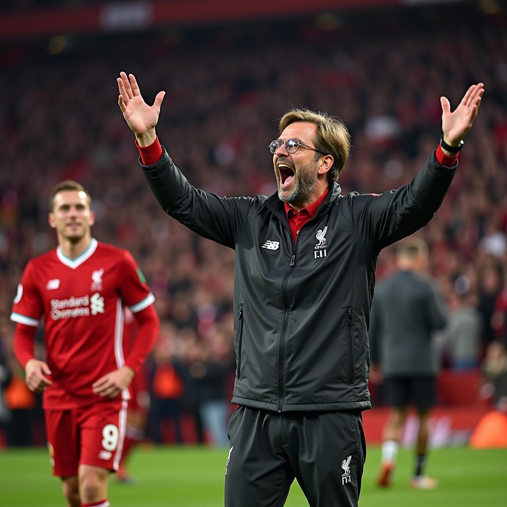 Jurgen Klopp celebrating a Liverpool win