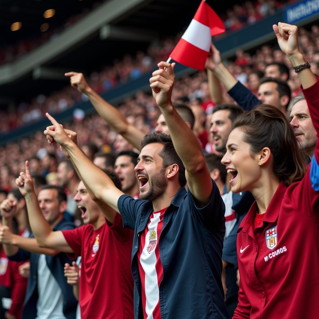 Cheering fans at Toulouse Stadium Municipal