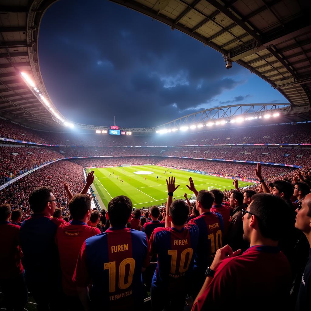 Cổ động viên trên sân George Capwell cổ vũ nhiệt tình cho đội nhà Barcelona SC