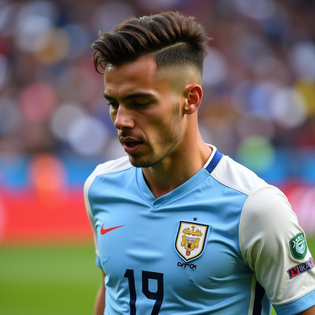 Federico Dimarco trên sân cỏ với kiểu tóc đặc trưng