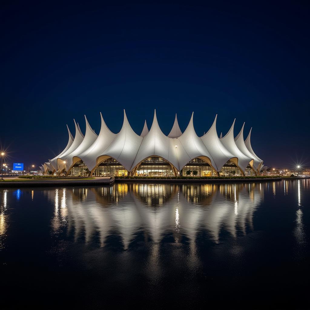 King Fahd International Stadium Exterior Night View