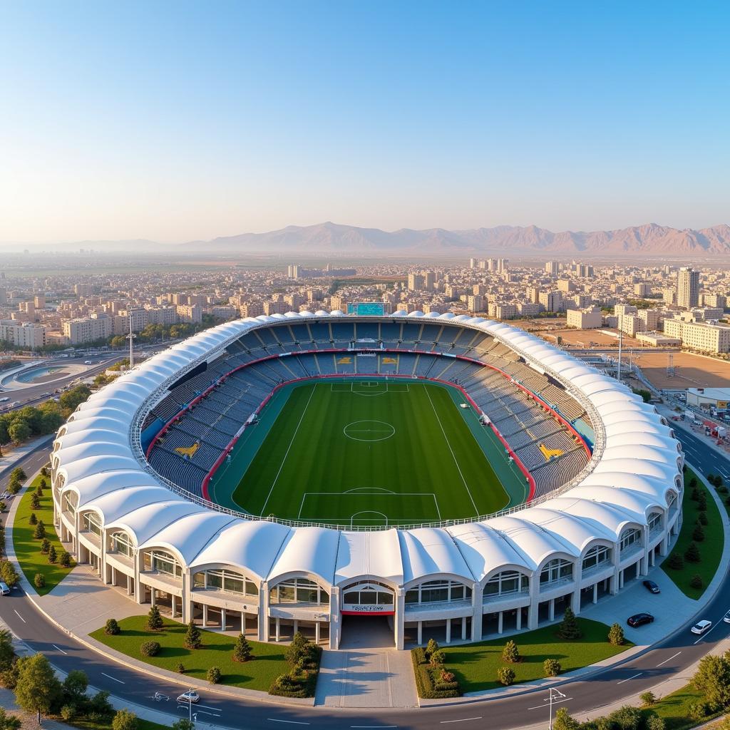 King Salman Sport City Stadium: Toàn cảnh sân vận động với thiết kế hiện đại và sức chứa lớn.