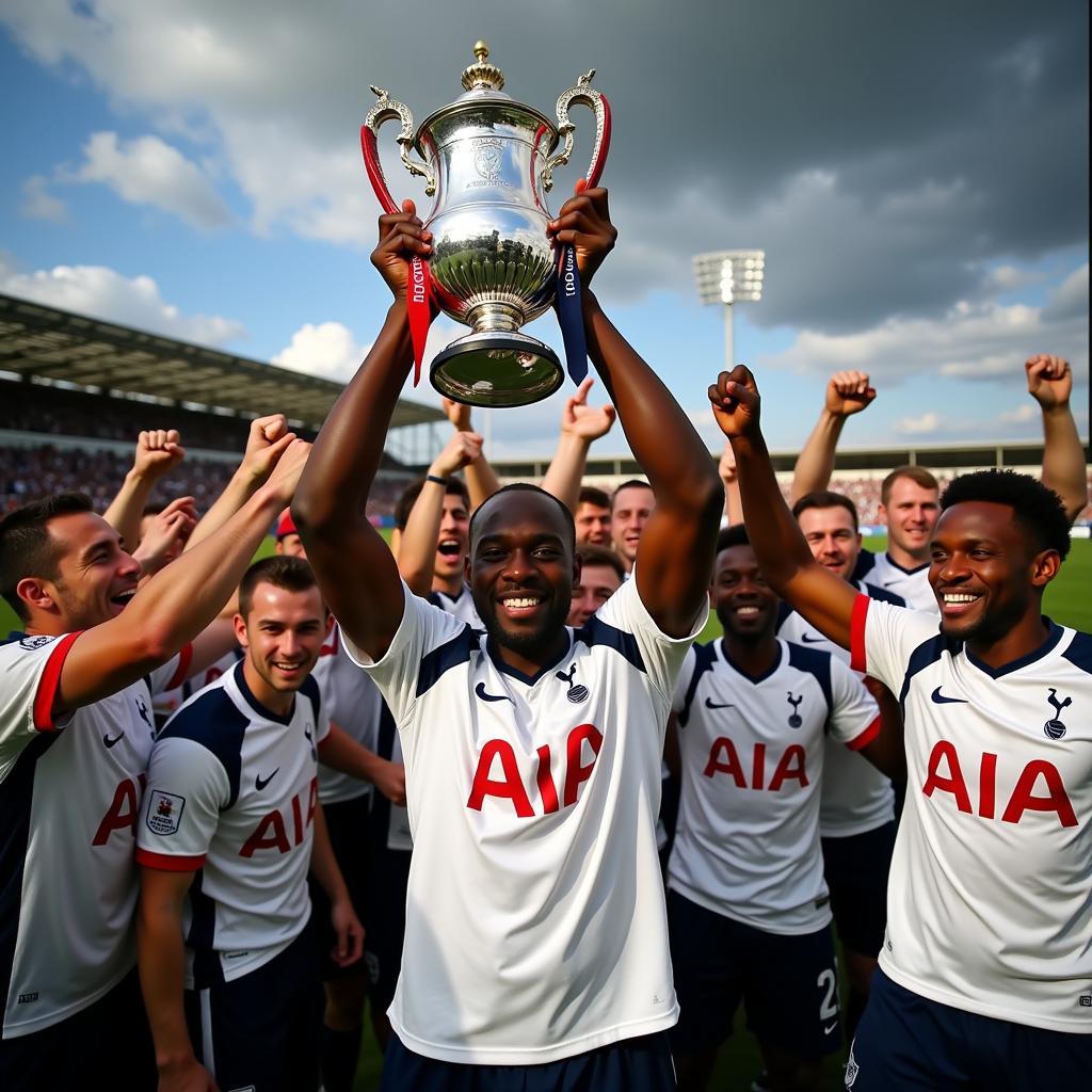 Ledley King nâng cao chiếc cup League Cup