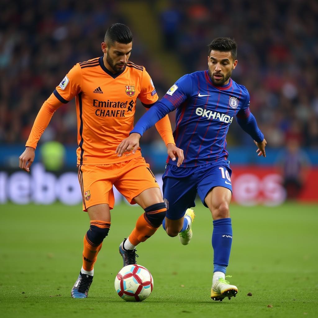 Luis Enrique Quiñones thể hiện kỹ thuật rê bóng điêu luyện.