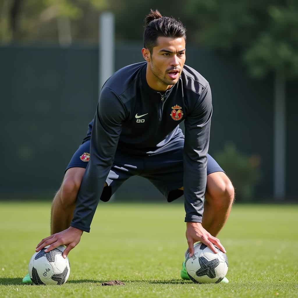 Cristiano Ronaldo luyện tập chăm chỉ