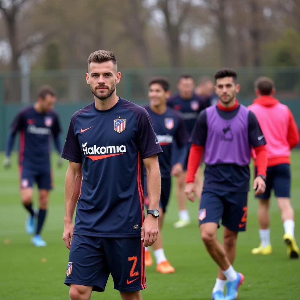 Marcos Llorente tập luyện cùng đồng đội tại Atletico Madrid