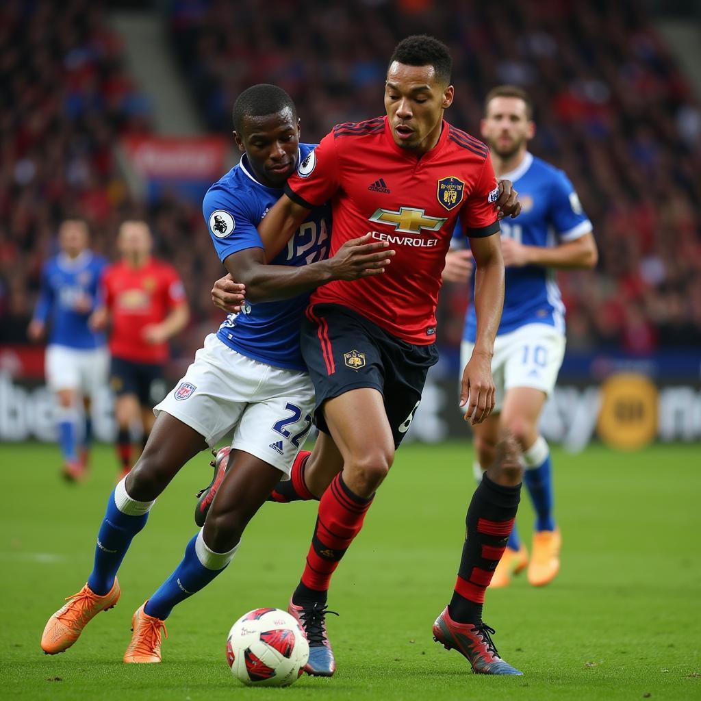 Memphis Depay tranh chấp bóng