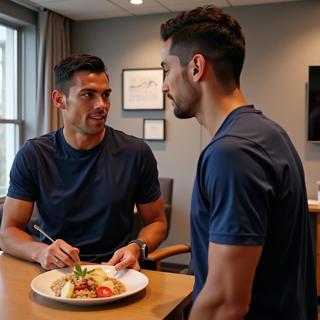 Chuyên gia dinh dưỡng Michele Grella đang tư vấn cho Cristiano Ronaldo về chế độ ăn uống.