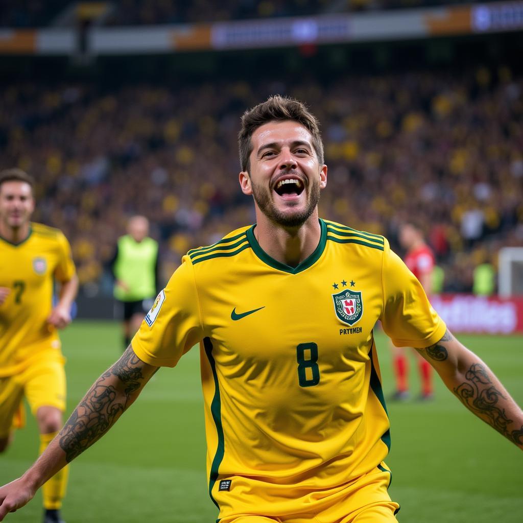 Mihailo Ristić ăn mừng bàn thắng