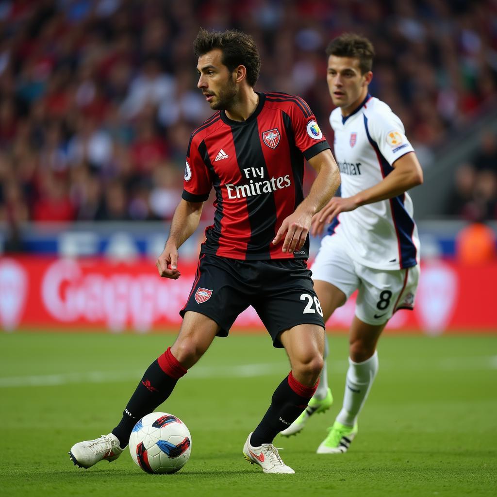 Milan Trisic rê bóng qua hậu vệ