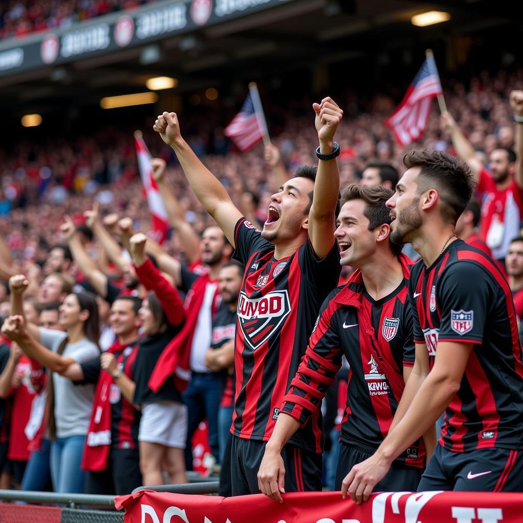 Cổ động viên D.C. United cổ vũ trên khán đài