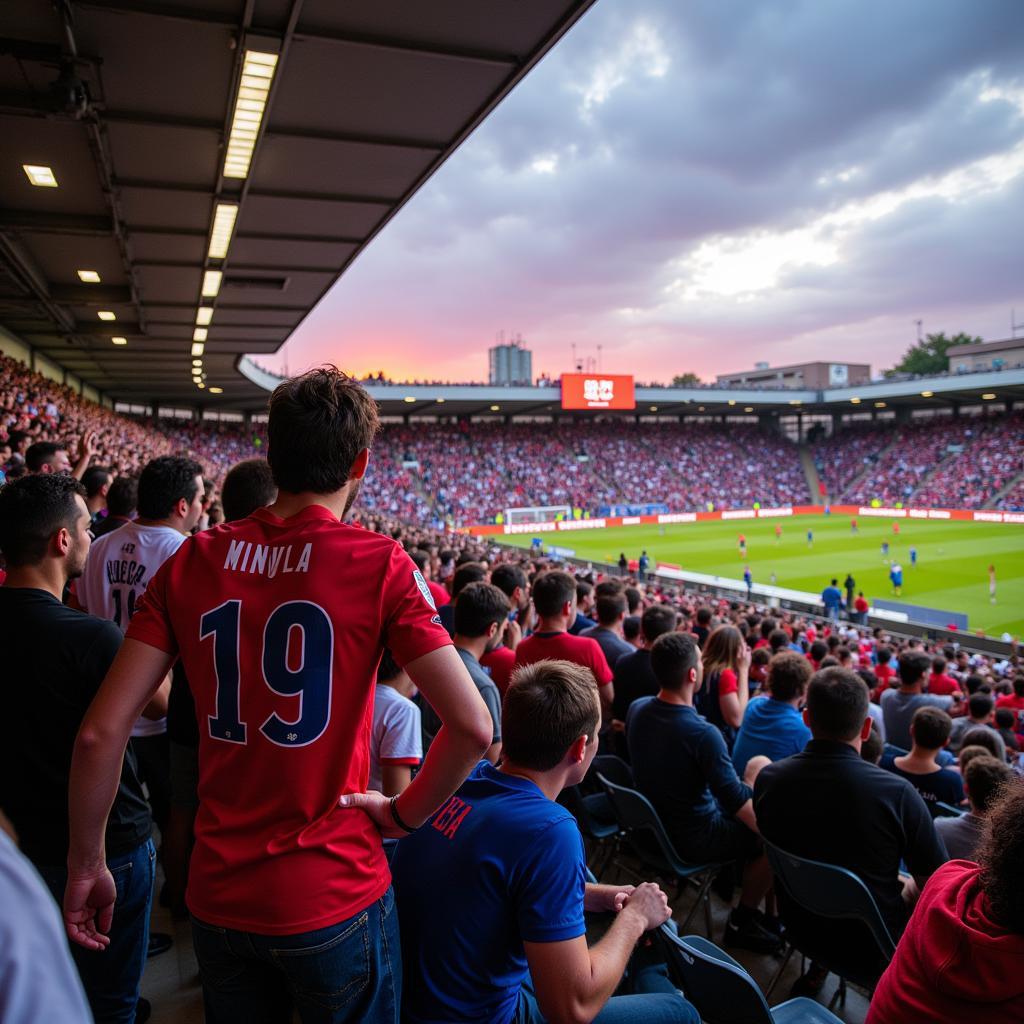 Người hâm mộ cuồng nhiệt tại sân vận động Estadio El Alcoraz