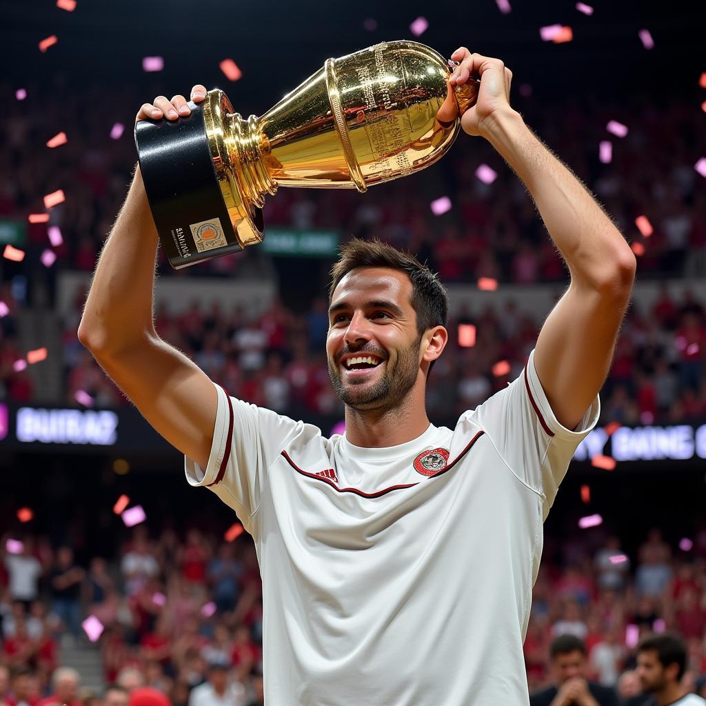Nikolay Kukushkin nâng cúp vô địch