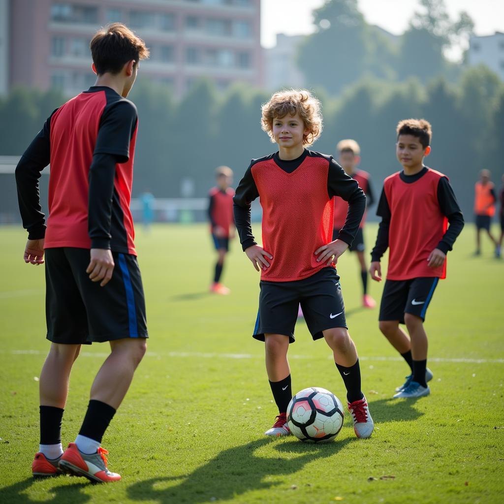 Young players training at a Palermo youth academy