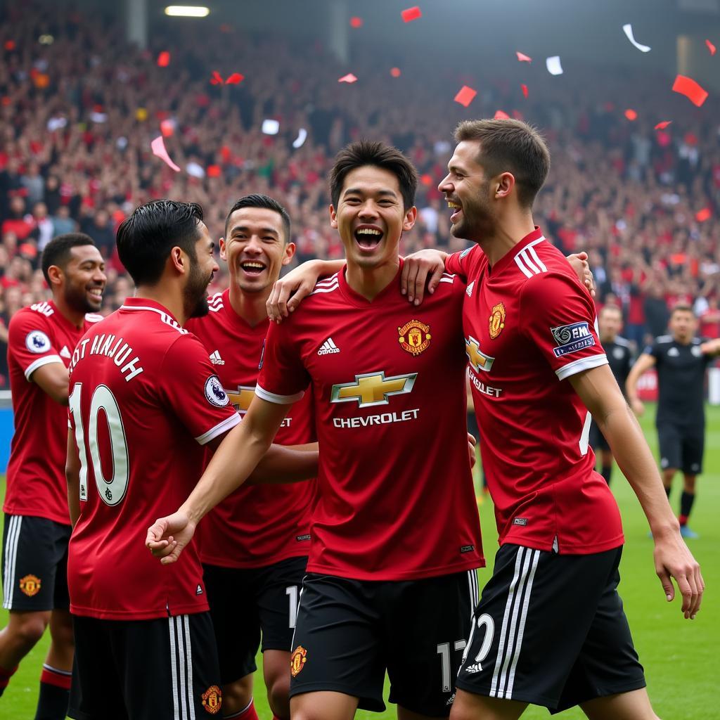 Park Ji Sung ăn mừng chức vô địch Champions League