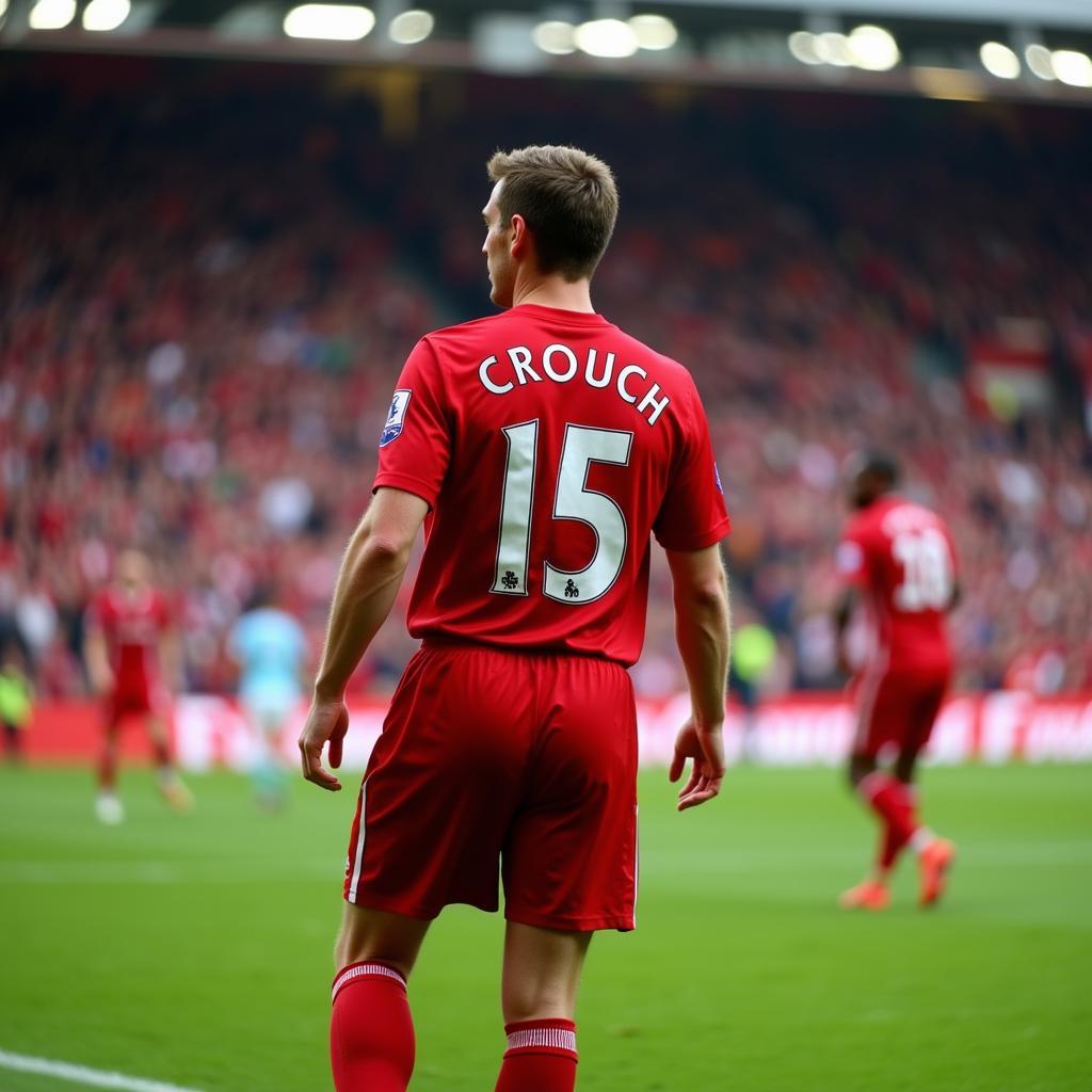 Peter Crouch trong màu áo Liverpool với số áo 15