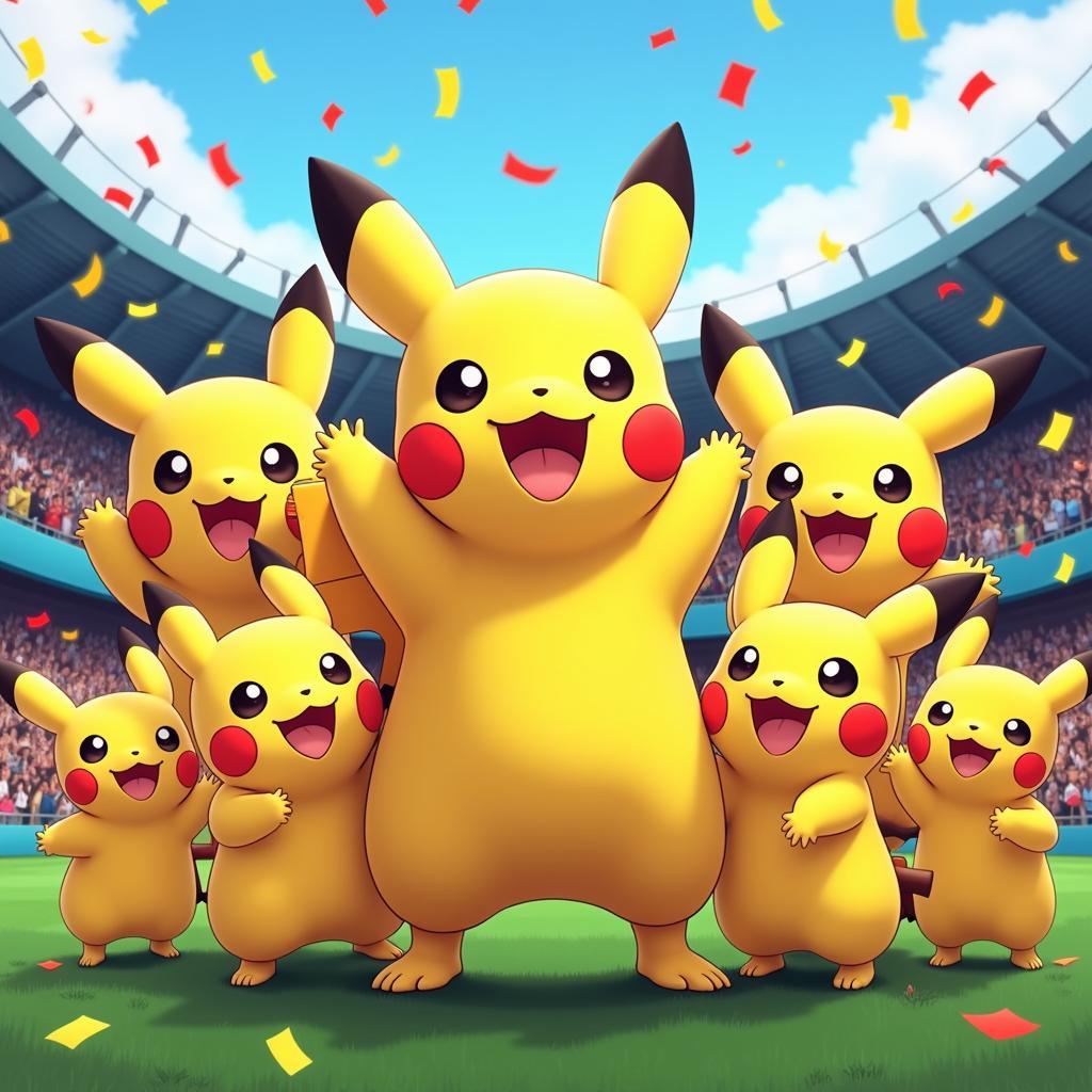 Pikachu ăn mừng chiến thắng