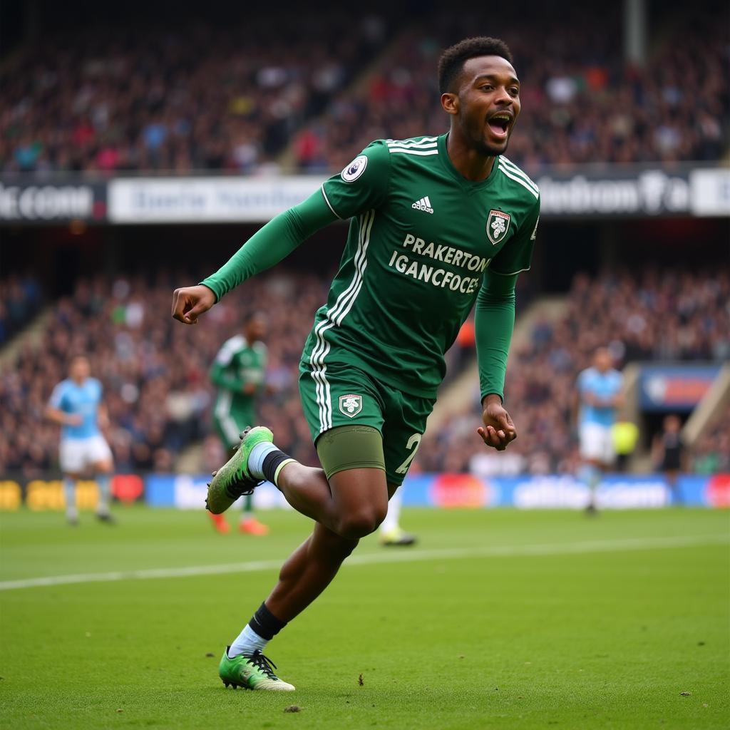 Raheem Edwards ăn mừng bàn thắng