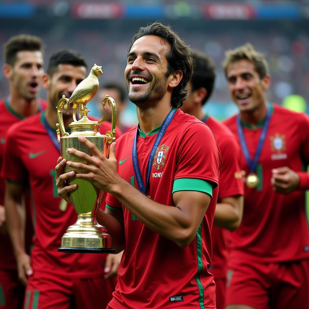 Ricardo Carvalho celebrating Portugal's Euro 2016 victory.