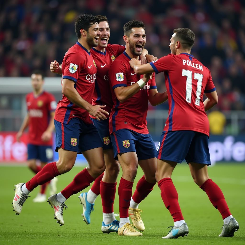 Riccardo Calafiori celebrating a goal with his teammates