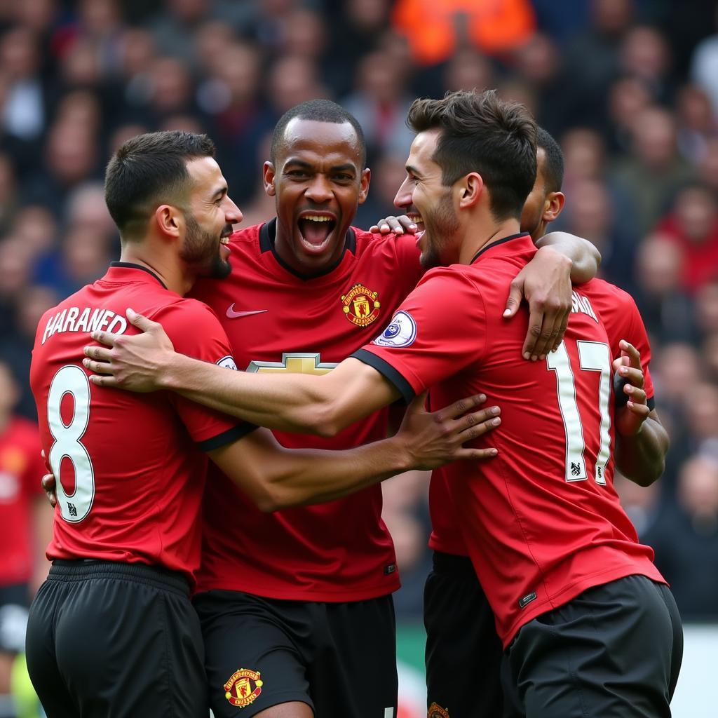 Rio Ferdinand ăn mừng cùng đồng đội