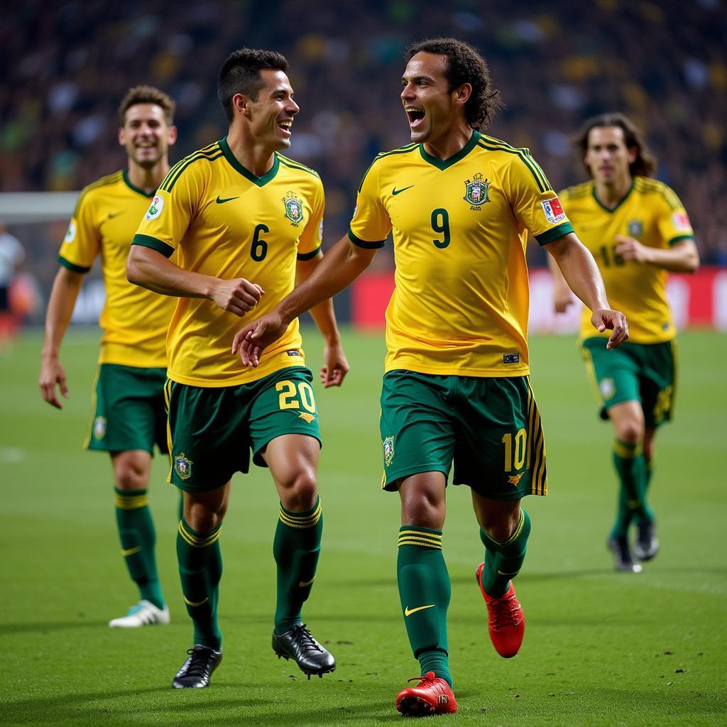 Roberto Carlos Celebrating a Goal