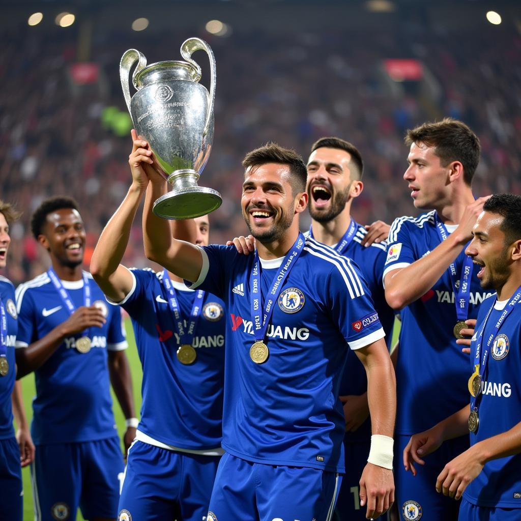 Rodri ăn mừng danh hiệu Champions League