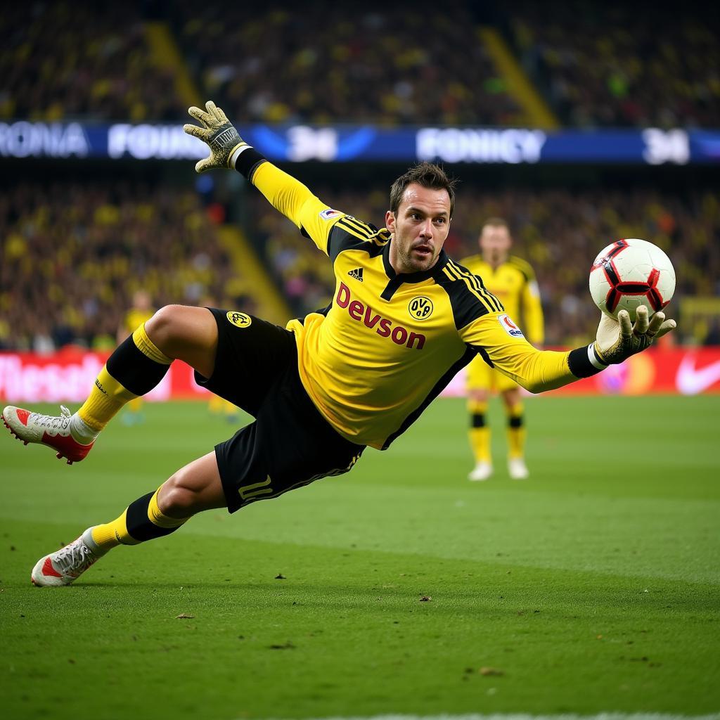 Roman Weidenfeller cản phá xuất thần trước khung thành Dortmund