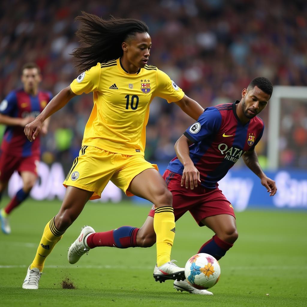 Ronaldinho sử dụng Samoise để vượt qua hậu vệ