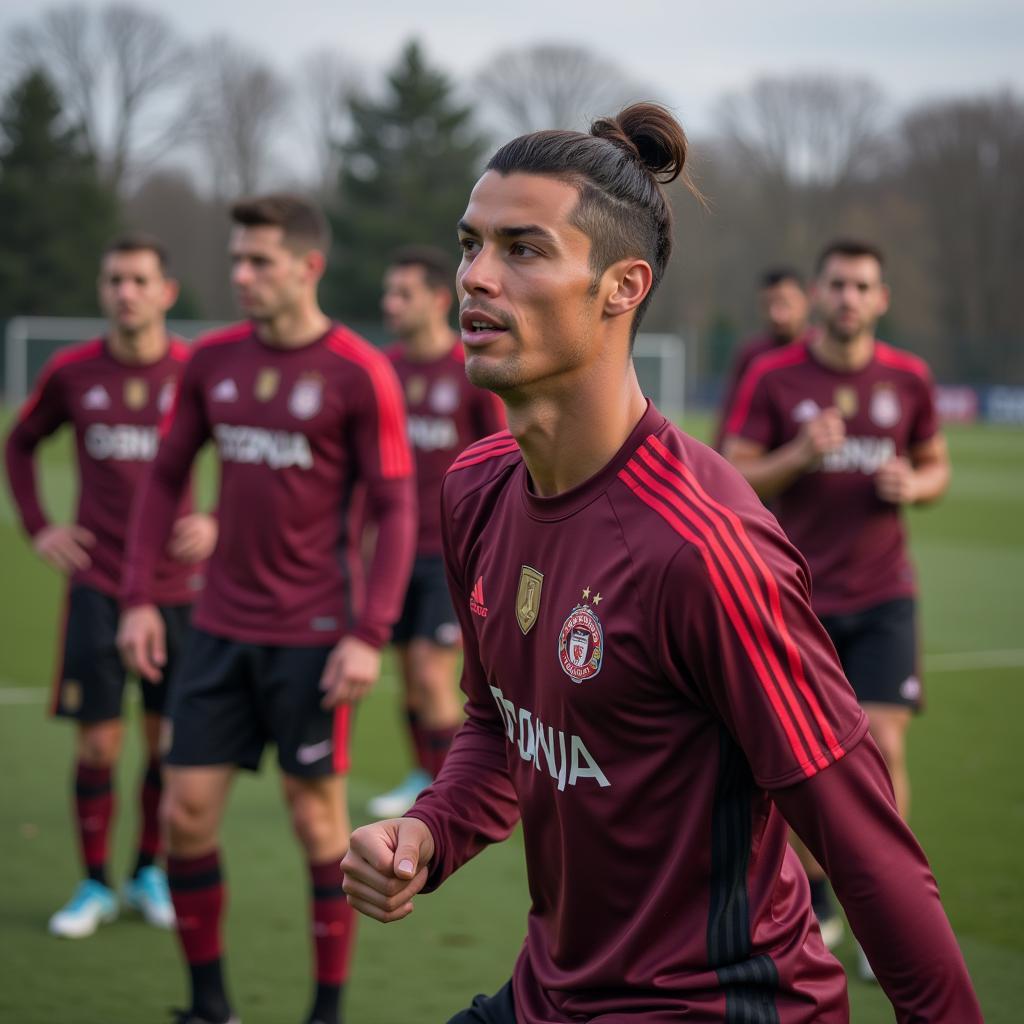 Cristiano Ronaldo tập luyện cùng đồng đội