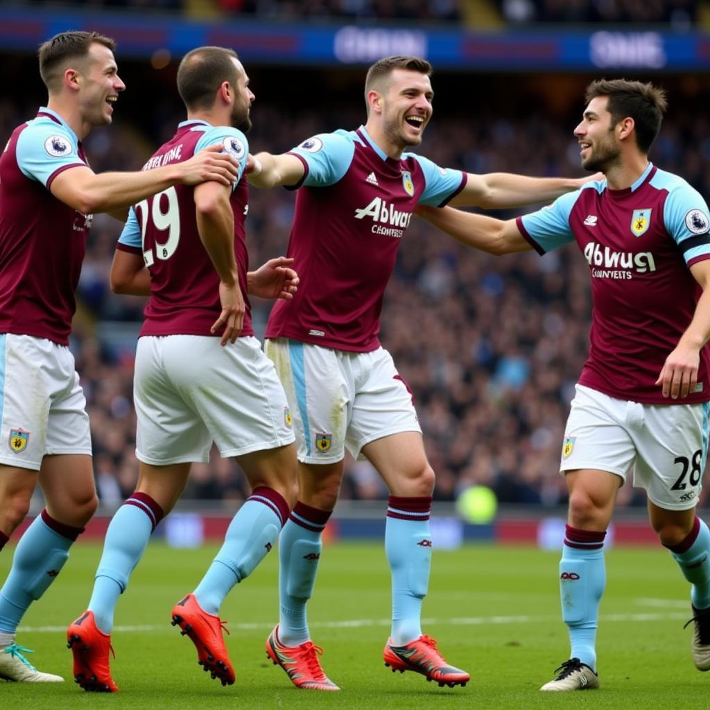 Sam Vokes ăn mừng chiến thắng cùng Burnley