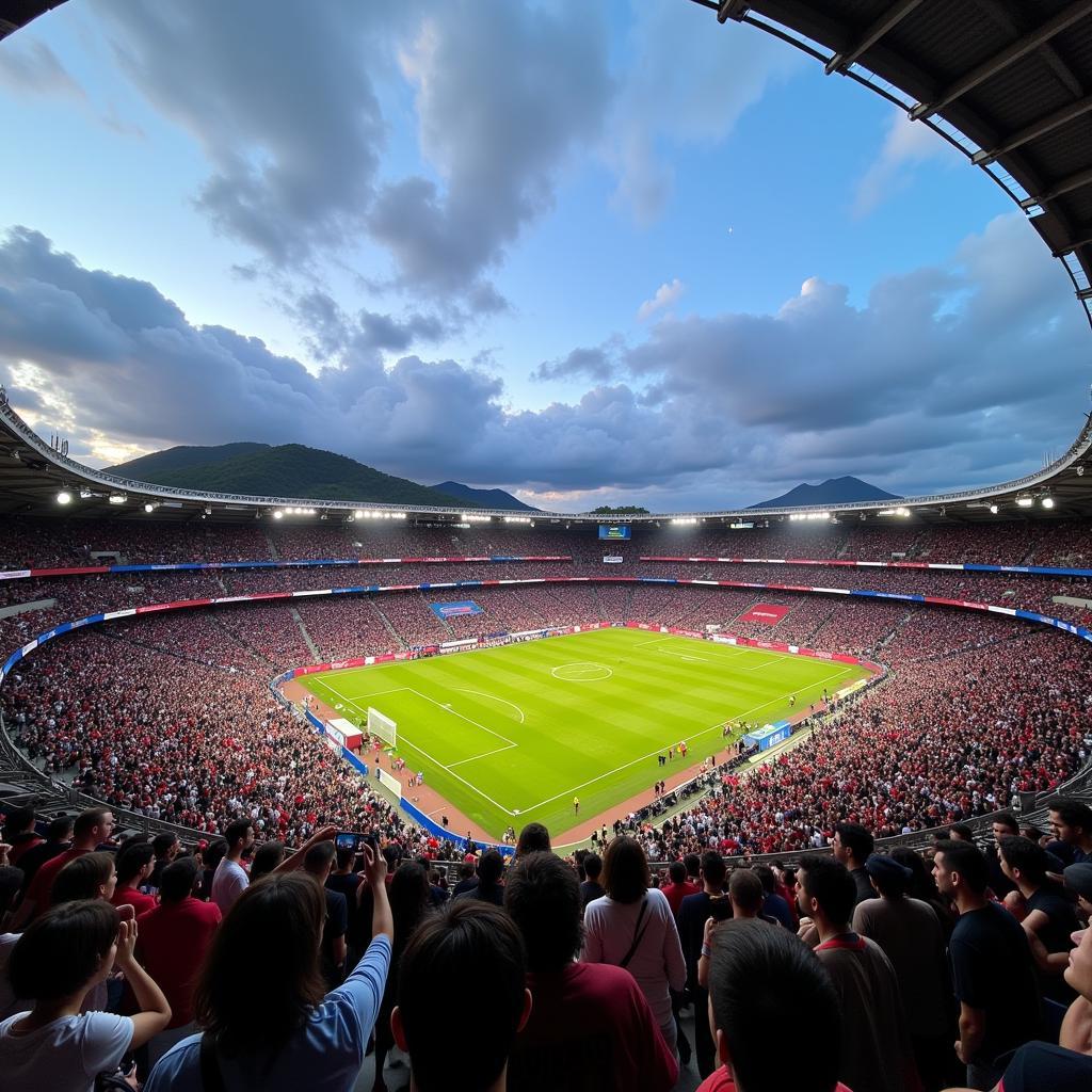 Deportivo Saprissa Stadium, located in San José, Costa Rica, is a vibrant hub of football activity. The image showcases the stadium's impressive architecture and bustling atmosphere during a match, highlighting its significance in Costa Rican football culture.