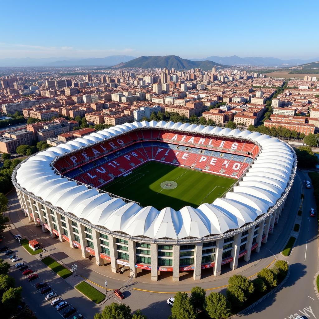 Toàn cảnh sân vận động Estadio Sadar tại Pamplona, Tây Ban Nha.