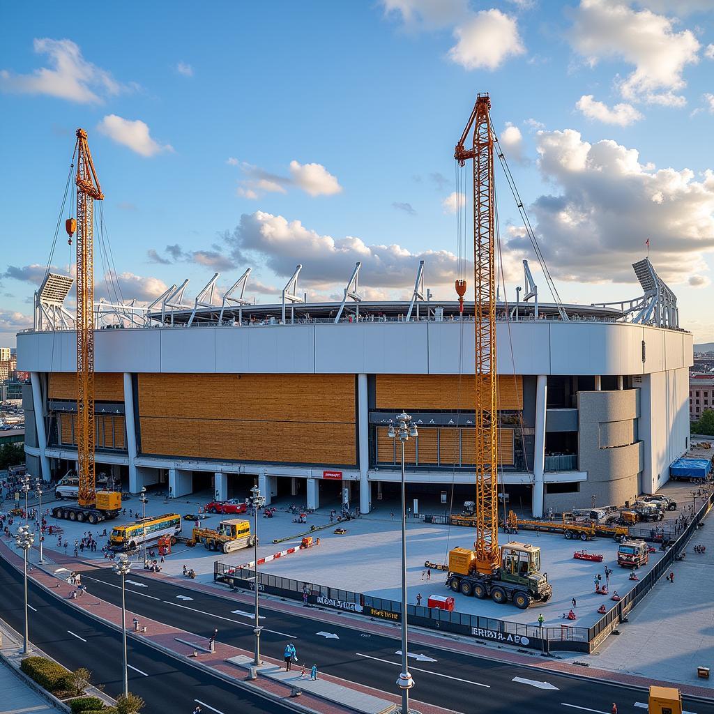 Sân vận động Santiago Bernabeu trong quá trình cải tạo