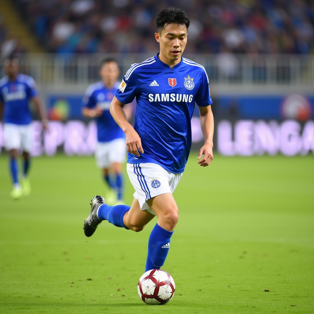 Son Jung Hyuk trong màu áo Suwon Samsung Bluewings