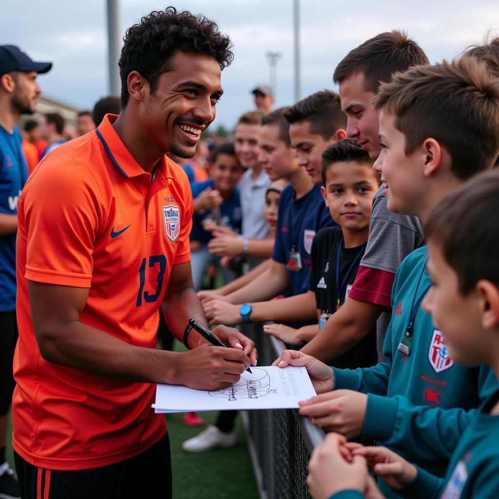 Soteldo signing autographs for fans