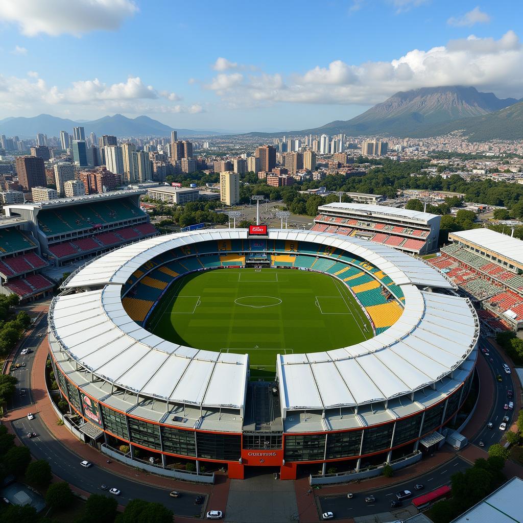 South African Stadiums - Niềm tự hào bóng đá Châu Phi - Hình ảnh tổng quan về các sân vận động nổi tiếng tại Nam Phi, thể hiện sự hiện đại và đẳng cấp.