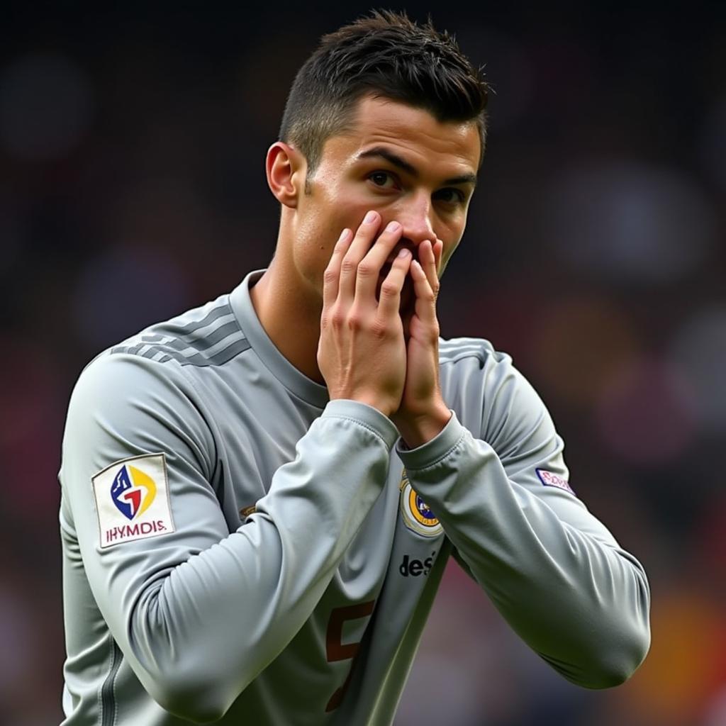 Cristiano Ronaldo tập trung cao độ trong trận đấu.
