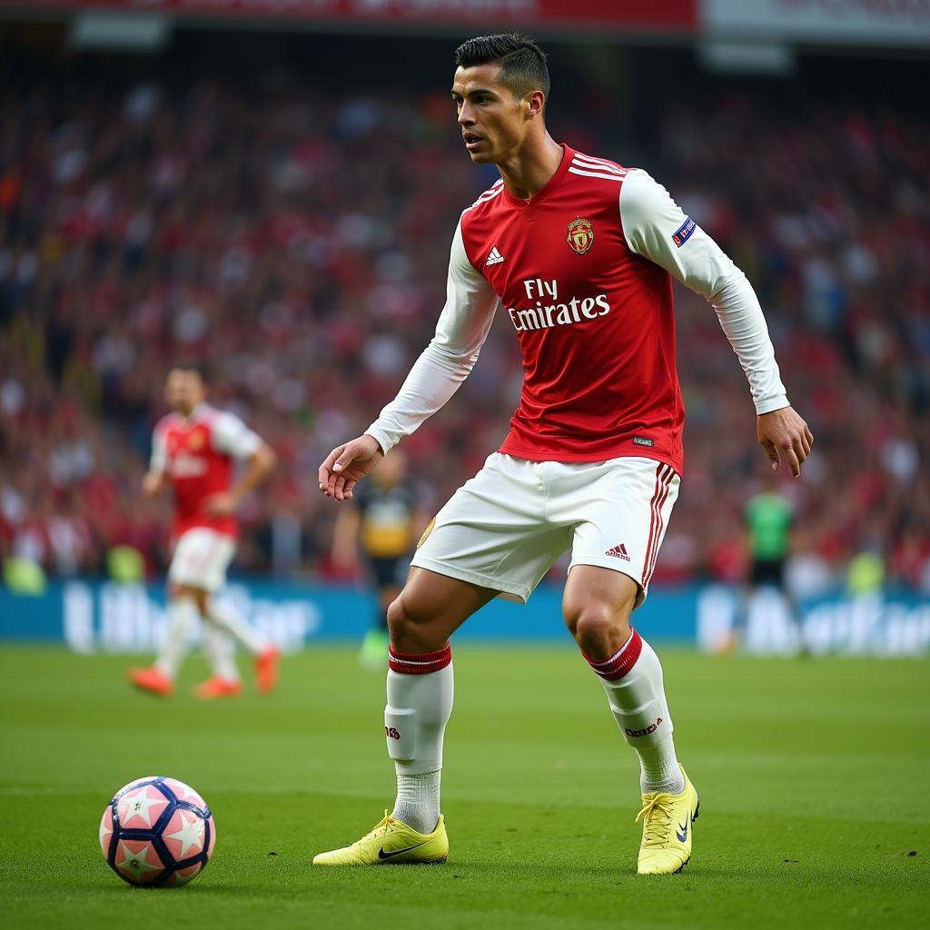 Cristiano Ronaldo tập trung tuyệt đối trong một trận đấu.