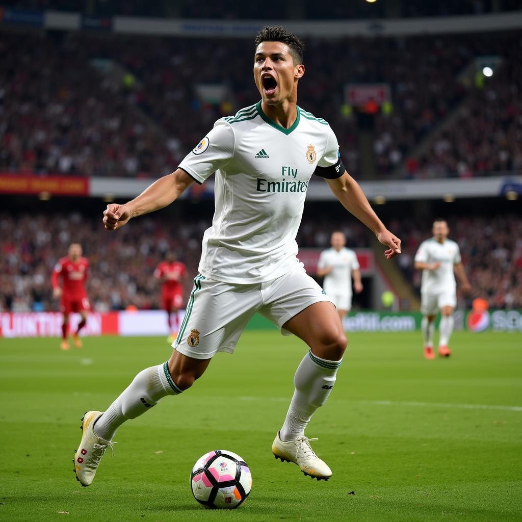 Cristiano Ronaldo thể hiện tinh thần chiến đấu mạnh mẽ trên sân