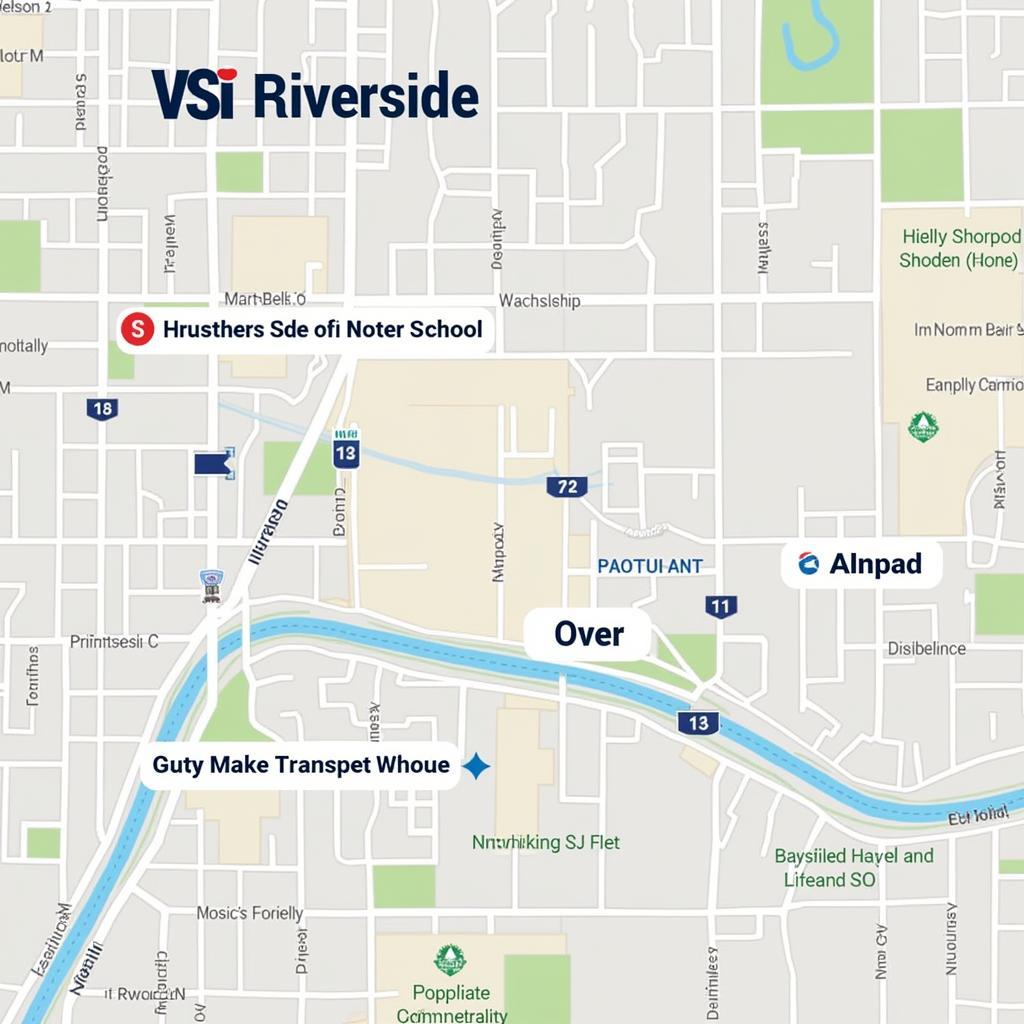 Vị trí VSI Riverside trên bản đồ, hiển thị rõ các tuyến đường kết nối và khu vực lân cận.