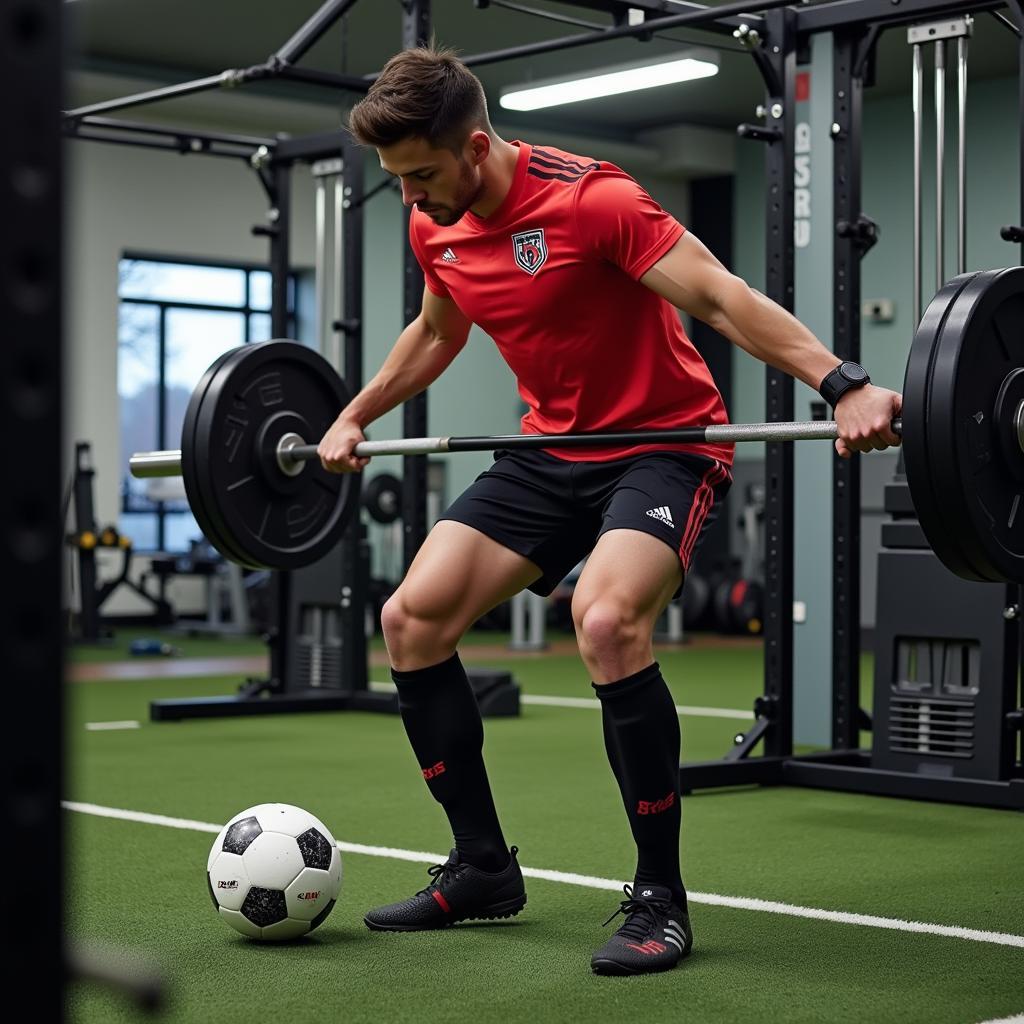 Hậu vệ tập luyện sức mạnh trong WAM Soccer