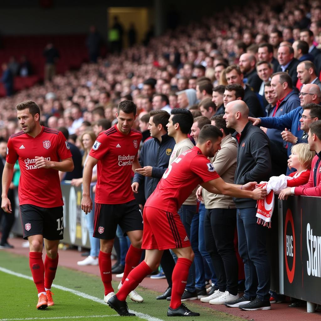Cầu thủ Accrington Stanley giao lưu cùng cổ động viên tại Wham Stadium