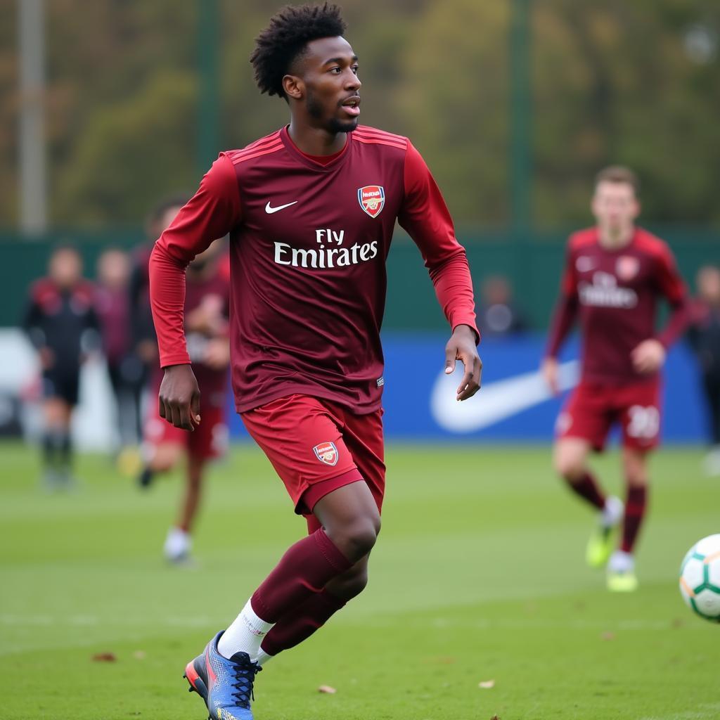 Zach Awe tập luyện cùng Arsenal